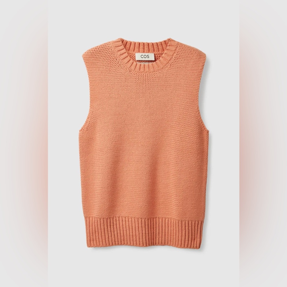 COS Coral Knit Sweater Vest Cotton Wool blend